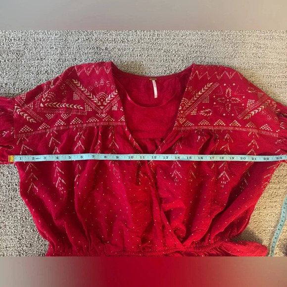 Free People Counting Stars Red Peasant Top - Picture 8 of 8